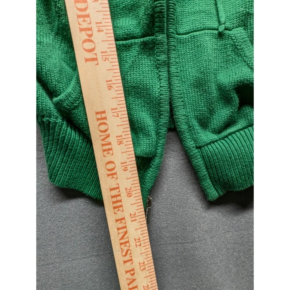 Ralph Lauren Sport Green Cotton Knit Full Zip Hoodie Pink Pony Kids M Women XS